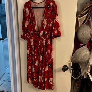 NWOT never worn old navy red dress with white floral waist defined